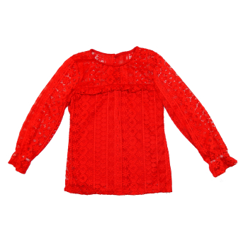 Bluzka dziewczęca  KORONKA -czerwonaRozmiary od 104 do 152