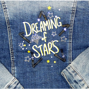 Kurtka dziewczęca jeansowa <br />KATANA - Dreaming of Stars <br /> Rozmiary od 98 do 146