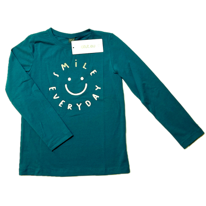 Bluzka dziewczęca z długim rękawem SMILE - ATUT - Kolor morski