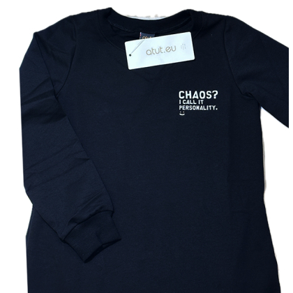 Sukienka bawełniana z długim rękawem MŁODZIEŻOWA - ATUT- Czarna