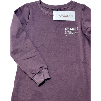 Sukienka bawełniana z długim rękawem MŁODZIEŻOWA - ATUT- Wrzos