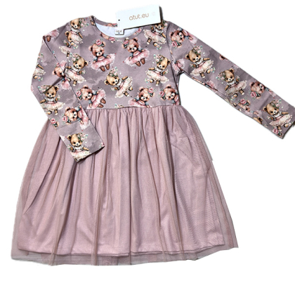 Sukienka bawełniana z długim rękawem z tiulem  ATUT