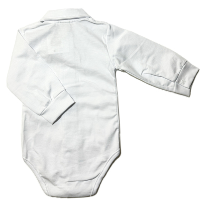 Białe body bawełniane koszulowe z długim rękawem GAMEX