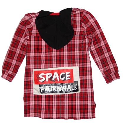 Sukienka -Bluza z kapturem w modną kratę