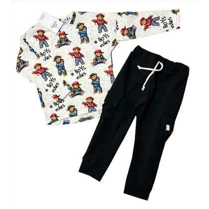 Komplet chłopięcy bawełniany BLUZKA + SPODNIE BOJÓWKI - GAMEX