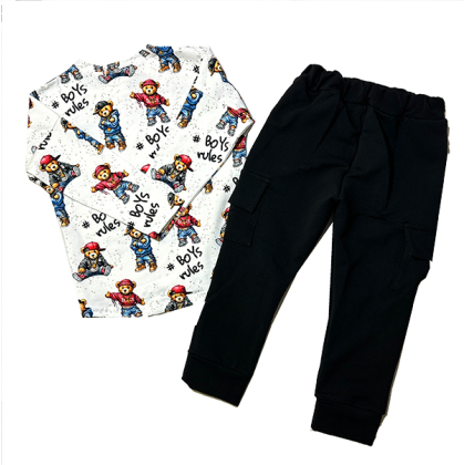 Komplet chłopięcy bawełniany BLUZKA + SPODNIE BOJÓWKI - GAMEX