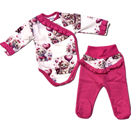 Komplet bawełniany niemowlęcy body + pół-śpiochy LOVE - GAMEX