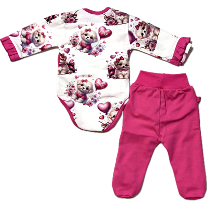 Komplet bawełniany niemowlęcy body + pół-śpiochy LOVE - GAMEX