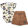 Komplet chłopięcy bawełniany BODY + SPODENKI  - STAR KIDS / GAMEX