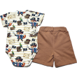 Komplet chłopięcy bawełniany BODY + SPODENKI  - STAR KIDS / GAMEX