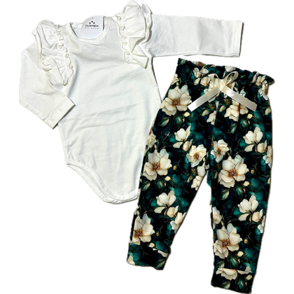 Komplet  bawełniany dla dziewczynki BODY + SPODNIE - Gamex