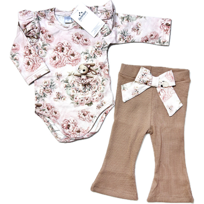 Komplet bawełniany dla dziewczynki body + spodnie dzwony  GAMEX