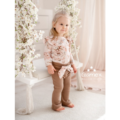 Komplet bawełniany dla dziewczynki body + spodnie dzwony  GAMEX