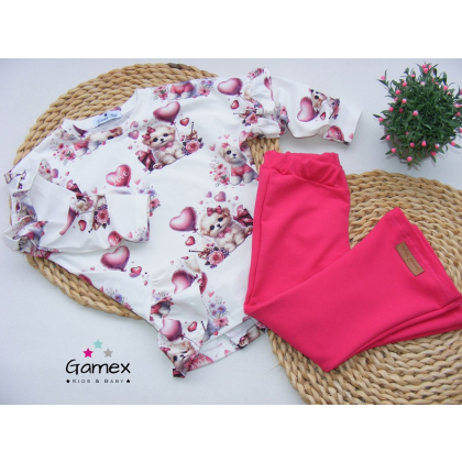 Komplet  bawełniany dla dziewczynki bluzka + spodnie dzwony - LOVE- GAMEX