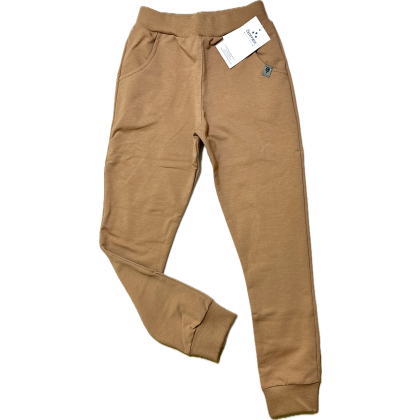 Spodnie dresowe chłopięce bawełniane GAMEX - SLIM - Kolor ciemny beż