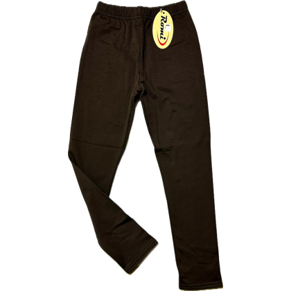 Ciepłe legginsy bawełniane jednokolorowe ROMI - Czekolada