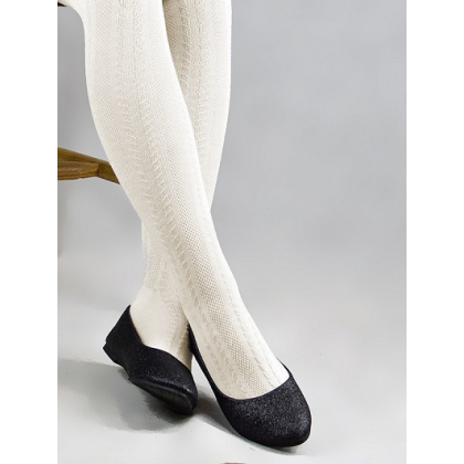 Rajstopy dziecięce bawełniane NOVITI - ECRU - WZORZYSTE