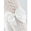Rajstopy dziecięce bawełniane/ażurowe  NOVITI - BIAŁE - WZORZYSTE z kokardą