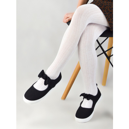 Rajstopy dziecięce bawełniane NOVITI - BIAŁE - WZORZYSTE (cieńsza bawełna)