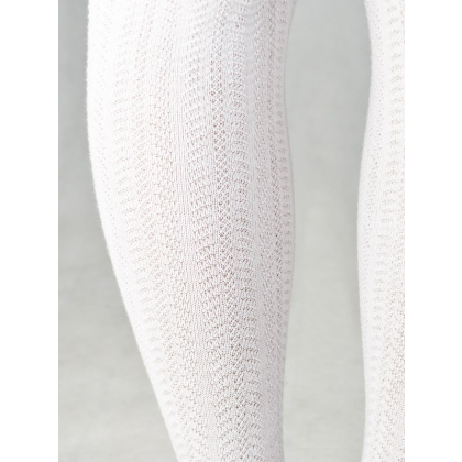 Rajstopy dziecięce bawełniane NOVITI - BIAŁE - WZORZYSTE (cieńsza bawełna)