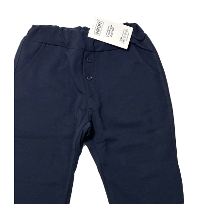 Spodnie bawełniane chłopięce WIZYTOWE - MROFI - Granatowe