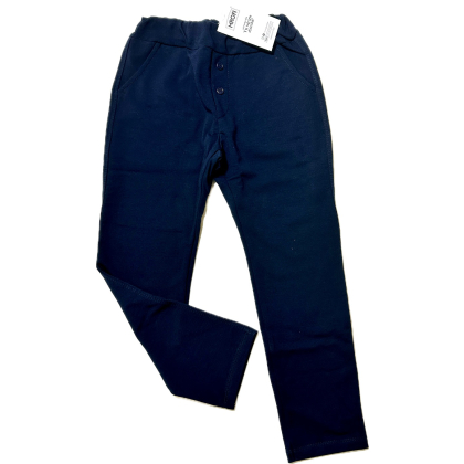 Spodnie bawełniane chłopięce WIZYTOWE - MROFI - Granatowe