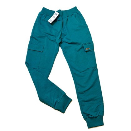 Spodnie chłopięce dresowe  MROFI -BOJÓWKI - Zielony lazur