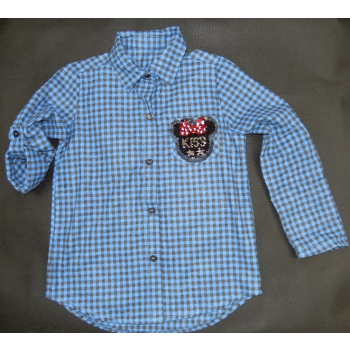 Bluzka - Koszula dziewczęca <br />KRATA-czesane cekiny <br />Rozmiary od 104 do 158