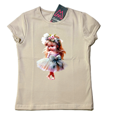 Bluzka dziewczęca z krótkim rękawem - DZIEWCZYNKA - MILBO