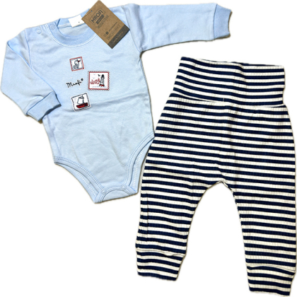 Komplet bawełniany niemowlęcy BODY + SPODNIE - MROFI