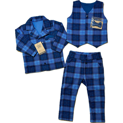 Komplet chłopięcy wizytowy w kratę - GARNITUREK - MROFI