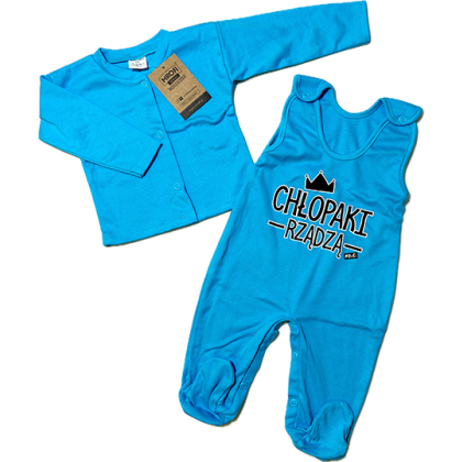 Komplet niemowlęcy bawełniany Kaftan + Śpiochy MROFI