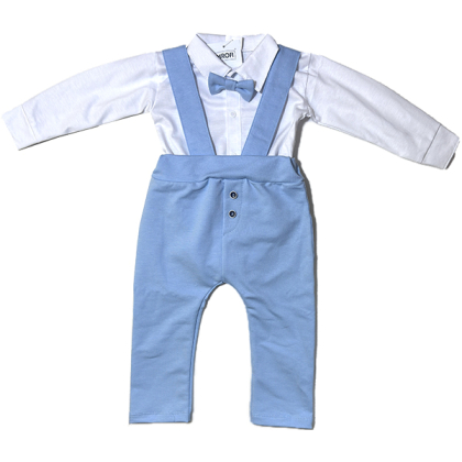 Komplet chłopięcy wizytowy BODY KOSZULA + SPODNIE Z SZELKAMI- MROFI