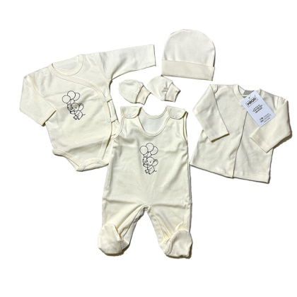 Wyprawka niemowlęca 5-częściowa SŁONIK - MROFI - LUX - Ecru