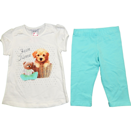 Komplet dziewczęcy BREEZE - PIESEK  BLUZKA + LEGGINSY Rozmiar 104