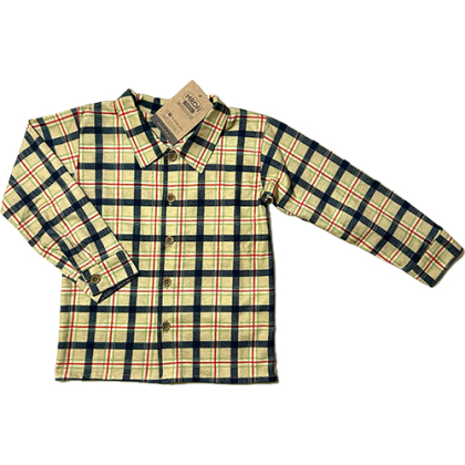 Koszula chłopięca bawełniana z długim rękawem KRATA - MROFI