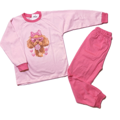 Piżama bawełniana dla dziewczynki  z pieskiem MROFI