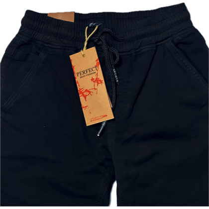 Spodnie bawełniane chłopięce na gumie, joggery  WIZYTOWE-CZARNE - PERFECT