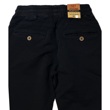 Spodnie bawełniane chłopięce na gumie, joggery  WIZYTOWE-CZARNE - PERFECT