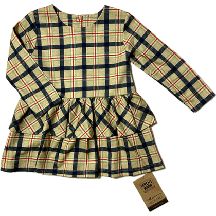 Sukienka bawełniana z długim rękawem w kratę - MROFI