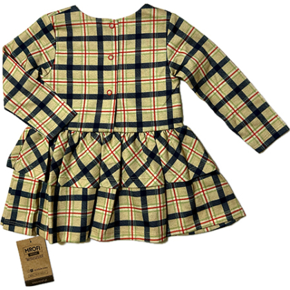 Sukienka bawełniana z długim rękawem w kratę - MROFI