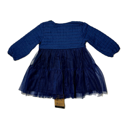 Sukienka bawełniana z długim rękawem  - MROFI - Granatowa