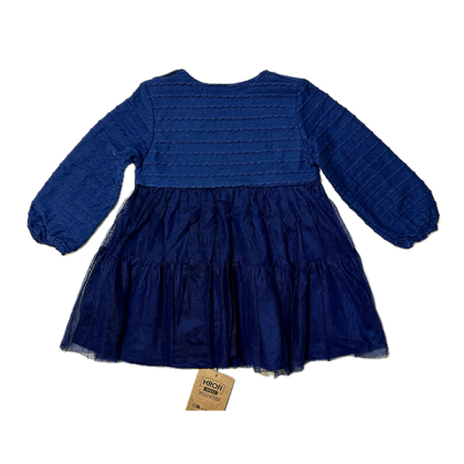 Sukienka bawełniana z długim rękawem  - MROFI - Granatowa